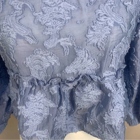 Free People Callie Balloon Sleeve Open Back Textured Blouse - Picture 9 of 16